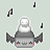 Pixelated gray fish with closed eyes, pink cheeks, and dark fins floats against a light green background with scattered black-and-white pixel fragments.