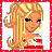 Pixel art contact sheet with red dotted border showing a blonde cartoon character and text fragments across three frames.
