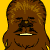 Pixelated character with brown fur and yellow background showing two mouth states: closed teeth and open mouth revealing pink tongue.