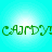 Green pixelated text 'CARDY!' on a cyan gradient background, repeated in four quadrants with no visible animation changes.