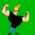 Pixel art contact sheet of Johnny Bravo character in five distinct poses against green background with gray transparency area.