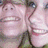 Two smiling people with light hair and blue eyes appear in a split-screen view, one side showing a dandelion seed head.