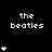 Pixelated black background with white text 'the beatles' and varying numbers of star symbols arranged in a pattern