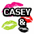 A static image of a of pink, red, and green lip prints with black text labels reading CASEY, EMILY, BFFLS, FOREVER, AND, ALWAYS