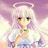 Pixelated anime-style character with white hair, green eyes, and a halo against purple background; text reads "even if saving you sends me to heaven".