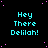 A static digital image with cyan text reading 'Hey There Delilah!' repeated across a black background with scattered pink dots.