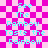Pixelated text repeats 'See The Rainbow Taste the Rainbow' on a pink and white checkered background with cyan lettering.
