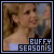 Pixelated image of a person with light skin and brown hair, wearing a light blue top, with text reading "BUFFY SEASON 5" in blocky letters at the bottom right.