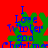 Red background with blue text "I Love Winter and Christmas" over green holly, showing subtle pixel shifts between frames.
