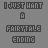 Animated pixel art icon with text elements cycling through color and position changes against a gray background.