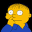 A 48x48 pixel cartoon character with yellow skin and blue shirt on left, next to green text reading "Original Icons .com" on right against dark background.