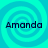Four identical cyan spiral backgrounds with the name "Amanda" in dark blue text overlaid on each quadrant.