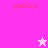 Pixelated pink and white icon with 'gabby' text repeated across four quadrants, featuring a small star symbol in the bottom-right quadrant.