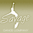 Pixelated graphic with beige background, white 'Savage' script logo on left, blue text reading 'Vegas. I say?' on right.