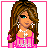 A 4x4 contact sheet of a pixel-art animated icon featuring a female character in pink and white attire with repeated "Michelle" text on heart-patterned backgrounds.