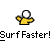 Yellow and white pixelated icon with a white sphere on top, transitioning through multiple poses with visible text below.