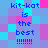 Pixelated text reads "kit-kat is the best !!!!!!!" on a of cyan, purple, and pink squares