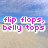 Pixelated beach scene with text overlays in various colors and fonts, depicting summer activities.