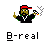 Pixelated character with red cap, black jacket, and white V-neck shirt holds a checkered flag, with smoke effects varying across frames.