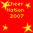 Red background with yellow text and stars; 'Cheer Nation 2007' repeated four times, surrounded by multiple star shapes.