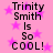 Pink background with purple stars and repeated text 'Trinity Smith Is So COOL!' in black pixelated font.