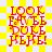 Red text on yellow-and-white checkered background with animated glow effects across four