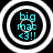 Four circular icons with black backgrounds and white concentric rings display cyan text 'big mac <3!!' with a rotating ring effect.