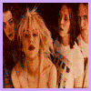 Four distinct pixelated scenes of people in various poses and settings, each with unique clothing and background elements.