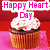 Pixelated cupcake with white frosting and red sprinkles under pink text reading 'Happy Heart Day' on a gradient background.