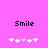 Pixelated 'Smile' text above two of white and pink plus signs on a solid magenta background