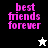 Four display 'best friends forever' text in pink pixelated font with star icons on black, gray, white, and dark gray backgrounds