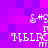 Pixelated white text on a purple-pink gradient background with repeated patterns and partial lettering.