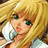 Pixelated static image of a cartoon character with blonde hair and green eyes holding a microphone, rendered in low-resolution 256x256 pixels.
