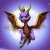 Pixelated dragon-like creature with purple head, brown body, and golden wings against gradient background.