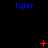 Blue text "Tyler" appears in three on a black background with red symbols changing across frames
