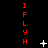 Red vertical text "IFLYH" repeats on black background with white star-like shapes and small dots in motion.