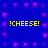 Blue background with pink sparkles and four yellow "!CHEESE!" text blocks arranged in a pattern