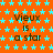 Orange background with cyan star pattern, repeated text "Vieux is a star" in brown pixelated font, gray rectangular area in bottom-right corner.