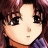 A pixelated anime-style character with brown hair and large eyes appears on the left side of a contact sheet, while the right side displays