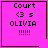 Four identical pink square with black borders display text and symbols; two have a heart symbol, one has a starburst symbol