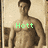 A shirtless muscular man stands against a beige background with green text overlays changing across frames.