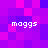 Pixelated of purple and pink squares with four instances of the text 'maggs' in white pixel font