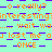 Animated text sequence cycles through phrases on a checkered background with alternating color patterns.