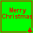 Green square with red border displaying "Merry Christmas" text and small pixelated tree icons at bottom corners.