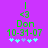 Pixelated green text and symbols on purple background with two blue star-like shapes differing between frames.