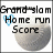 Two side-by-side pixelated images with blue heart symbols, gray circular backgrounds, and black text reading "Grand slam Home run Score" and "Ashley Brown #12".