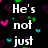 Black background with scattered pink, green, and cyan heart shapes; white text reads "He's not just 'OMG he's so cute' a middle school".