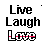 Animated contact sheet of a pixel art icon showing "Live Laugh Love" text with varying pink highlights and small star-like effects across frames.