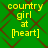 Green background with brown crisscross lines and yellow text reading 'country girl at [heart]' in four identical quadrants.