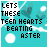 Animated sequence of pixelated text on a teal background with white clouds and dark blue hearts, showing progressive changes in the phrase "LET'S THESE TEEN HEARTS BEATING".